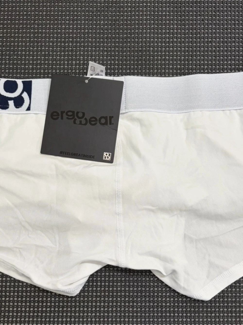 Lot of 2 - Ergowear White Men’s Briefs with Navy Logo Waistband
